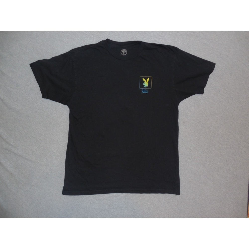 Playboy Tshirt Men L Good Worth & Co Short Sleeve Double Sided Graphic Black Tee